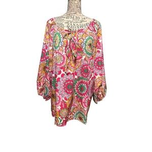 SHEIN Women's Floral Print Long Sleeve Crop Shirt Multicolor‎ Plus Size 4X Fairy
